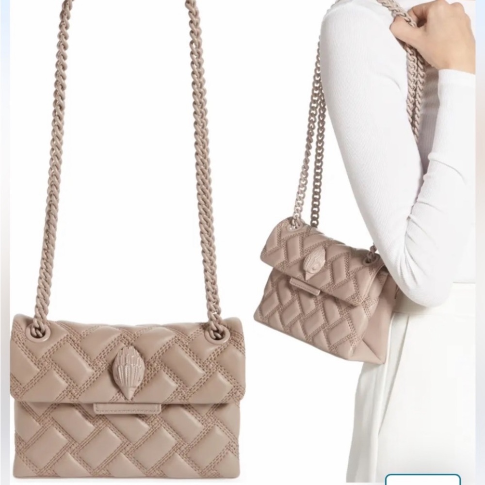 KURT GEIGER MINI Kensington Drench quilted leather crossbody blush taupe - Picture 4 of 17